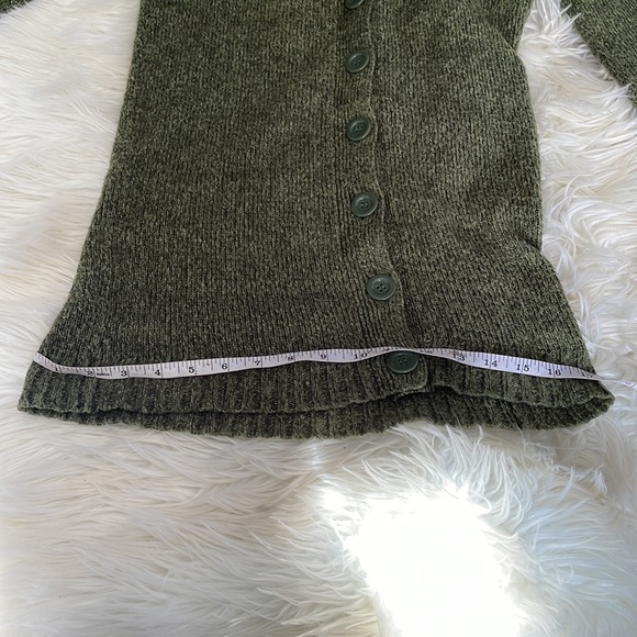 Linda Matthews green hooded button up long sleeve cardigan sweater top shirt S - Picture 14 of 17